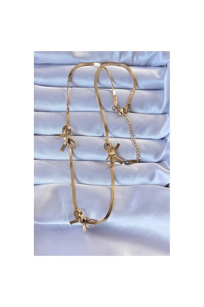 Skygo 316L Steel Gold Color Italian Bow Necklace with Chain - Tj-Bko9259
