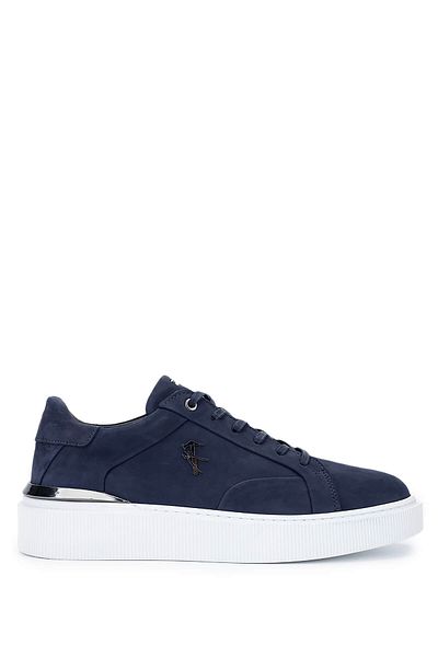 Tamer Tanca Men's Genuine Leather Navy Blue Nubuck Sneakers & Sports Shoes