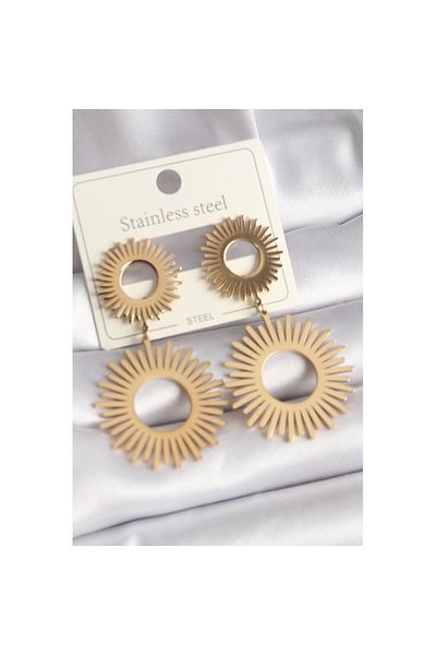 Skygo 316L Steel Gold Color Sun Model Women's Earrings - Tj-Bkp9712