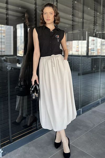 GÜLSELİ Stone - Women's Elastic Waist Pocket Balloon Skirt