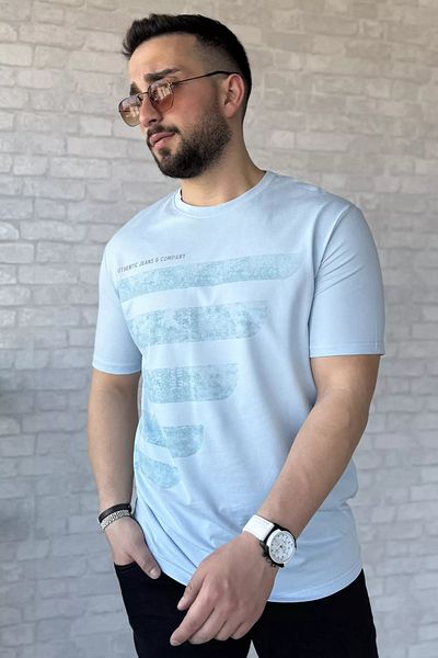 MİSHAR İTALİA Ανδρικό μπλουζάκι με στάμπα Baby Blue