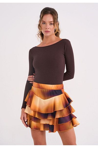La Sarta Mykonos Women's Ruffle Mustard Yellow Skirt