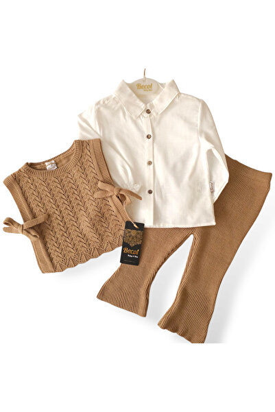 BECOL BABY Knitwear Sweater Linen Shirt Spanish Long 3-Piece Baby Girl Set