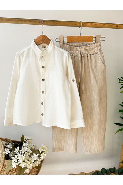 TİJK Boy's Linen Shirt, Pants Set