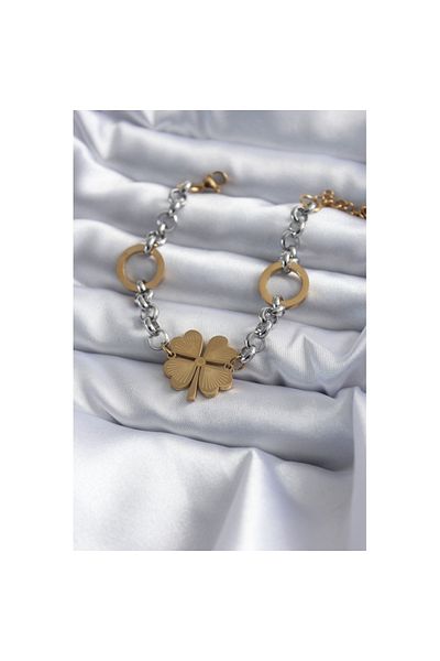 Skygo 316L Steel Mix Color Chain Model Clover Figure Women's Bracelet - TJ-BB5632