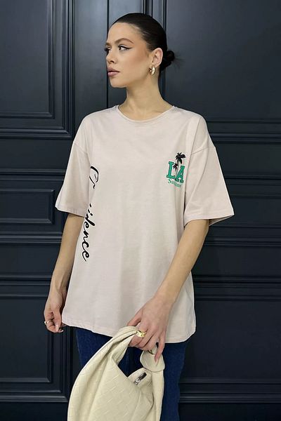 GÜLSELİ Tricou de damă cu decolteu cu imprimeu Koyutaş
