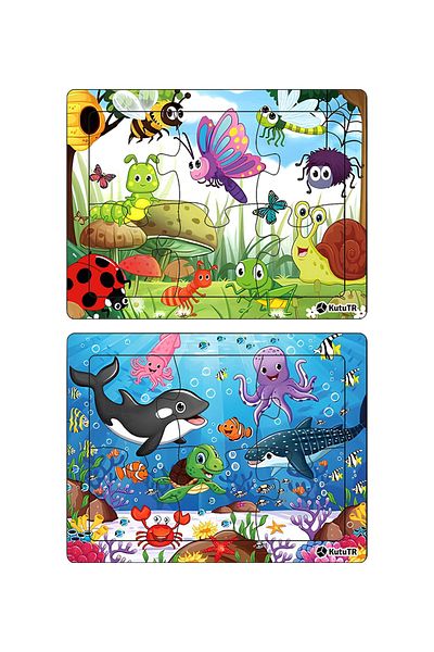 kutuTR Kids Puzzle Set - Educational Wooden 6 Pieces 13X17 Colorful