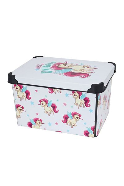 BM GİFT DESİGN Storage box, with lid, for the child's room, little unicorn model, 39x24 cm, 22 l