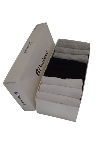 Deribond Мъжки чорапи, 9 броя, черно-бели, сиви, памучни, маратонки, невидими чорапи