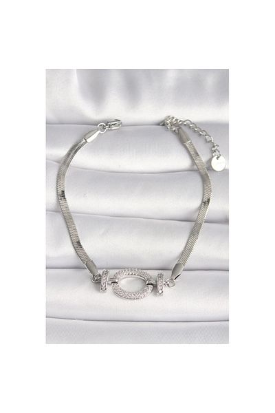 Skygo Silver Color 316L Steel Chainital Italian Model Zircon Stone Ring and Bracelet