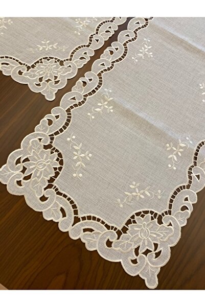 Denef Home Delik Işi Kesme Runner 1 Adet - Krem Renk, 35x100 Cm