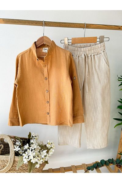 TİJK Boy's Linen Shirt, Pants Set