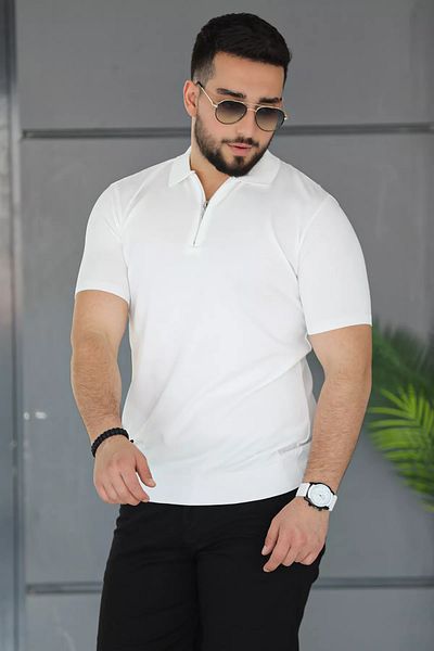 MİSHAR İTALİA Ανδρικό μπλουζάκι από Lycra με μισό φερμουάρ με γιακά πόλο