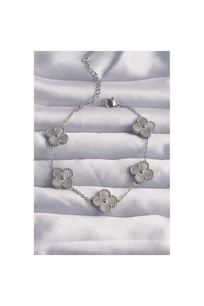 Skygo 316L Steel Silver Color Motif Clover Bracelet - Tj-Bb6269