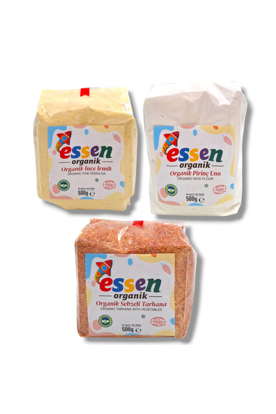 Essen Organik 3'lü Sebzeli Tarhana, İnce İrmik, Pirinç Unu Set 500gr
