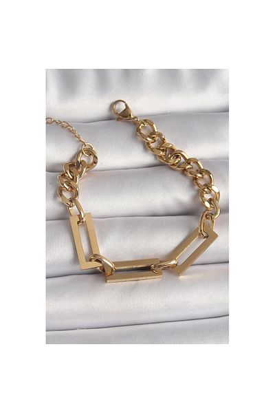 Skygo 316L Steel Gold Color 2-Piece Chain Model Women's Bracelet - Tj-Bb6731