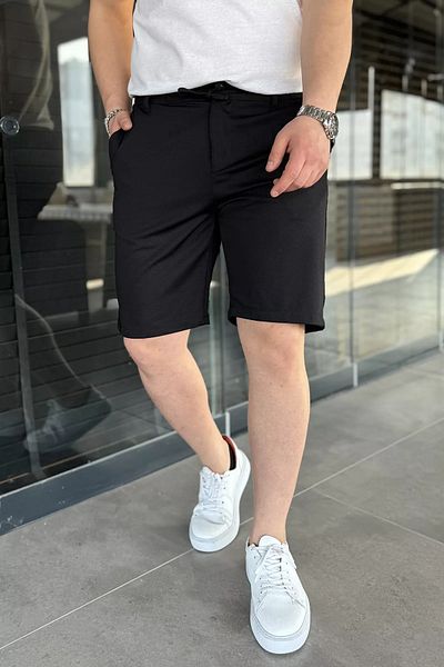 MİSHAR İTALİA Μαύρο ανδρικό σορτς με ελαστική μέση