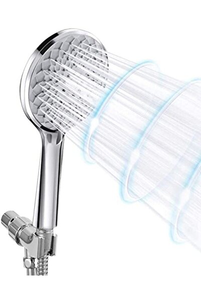 KUSTAR Nilüfer 3 In 1 5 Fonksiyonlu Banyo Duş Başlığı Seti L Mafsal Ve 1,5 Metre Örgülü Hortum Seti
