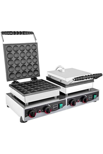 Remta Kapaklı Yuvarlak Ikili Bubble Pankek Makinesi W23