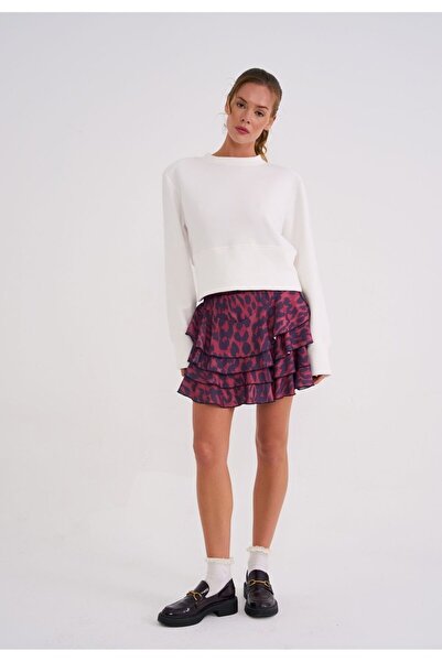 La Sarta Mykonos Women's Frilly Claret Red Navy Skirt