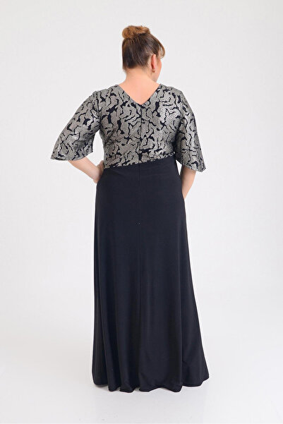 LİLAS XXL XXL Women's Plus Size Double Breasted Collar Dress, Black 9670