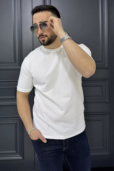 MİSHAR İTALİA Ανδρικό T-Shirt Cream Crew Neck