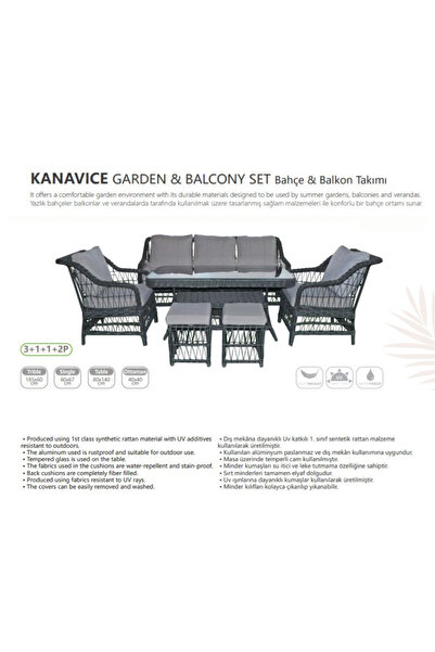 Yahya KANAVİÇE BAHÇE ve BALKON TAKIMI (3+1+1+2P)