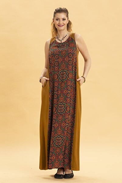 Los banditos Bisiklet Yaka Cep Detaylı Salaş Elbise