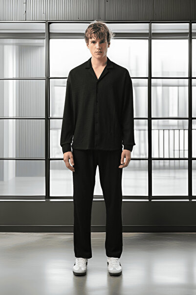 Valiberta Апашна сорочка з довгими рукавами та тіньовим візерунком - чорна