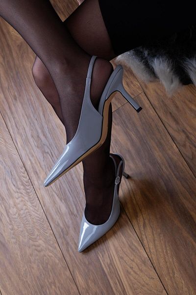 sovrana Gray Patent Leather Heeled Shoes