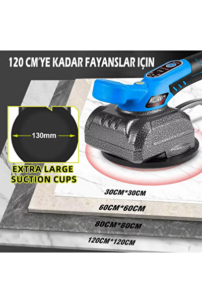 Millian Çift Akülü Vantuz - Fayans Tutma Tokmağı - Titreşimli - Şarjlı Tokmak - Fayans Döşeme Tutma Makinesi