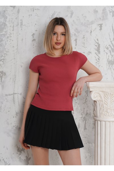 Ay Moda Collection Women's Short T-shirt with Bat Sleeves in Camisole Fabric