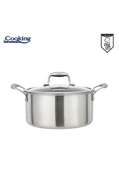 Cooking by Heinner STAINLESS STEEL POT + GLASS LID IN 3 LAYERS 24x12 CM, 5 L, TITANIUM3