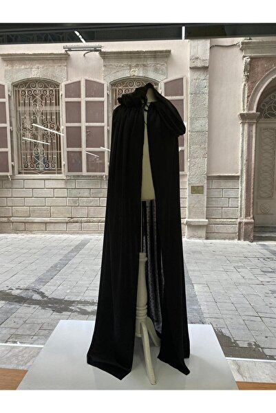 BUTİKHAPPYKİDS Μαύρος μανδύας μάγισσας με κουκούλα και καπέλο, 3-16 ετών για το Halloween Feastival