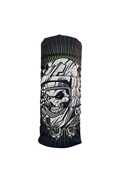 Arel Trade Motosikletçi Kasklı Kurukafa Desenli Boyunluk Bandana Buff Saç Bandı Maske Balaklava Toka