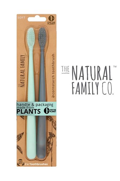 The Natural Family Co Nfco Toothbrush 2-Pack (Mint & Gray)
