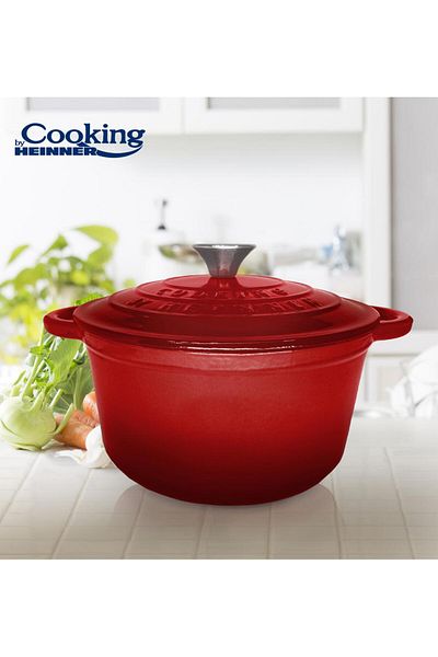 Cooking by Heinner SEMIOALA FONTA EMAILATA+CAPAC 28 x 13 CM, 6L, ČERVENÁ LINKA
