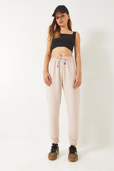 Bianco Lucci Women's Elastic Waist Tie Pocket Basic Trousers 60261550