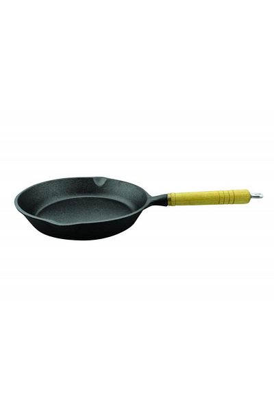 Cooking by Heinner FRY PAN, CAST IRON WITH WOOD HANDLE- 23X2.5 CM