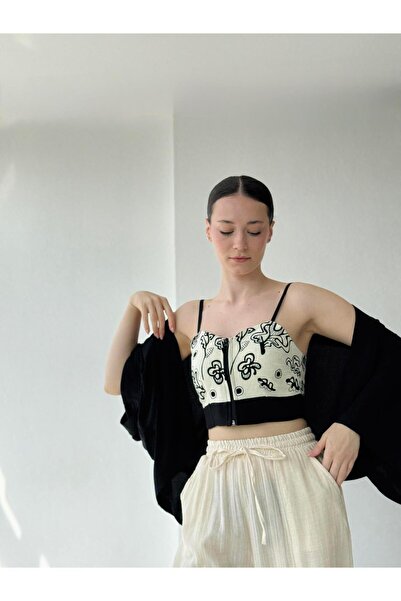 Retrobird "Γυναικεία παπούτσια με σχέδιο μπουστάκι με κρεμ-μαύρο Odanti Fermerli Gx9688"