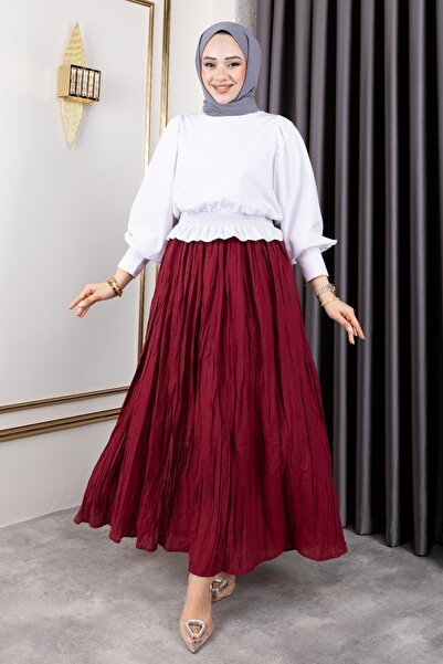 Sfg Life Moda Rochie plisată 100% viscoză pentru femei, cu talie elastică și ...