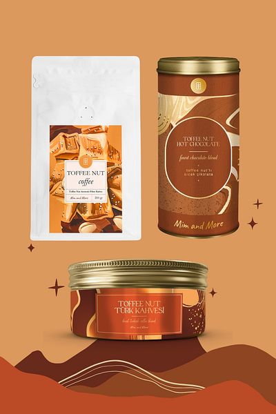 Mim and More Tofee Nut Flavored Set of 3 - Filter Coffee, Hot Chocolate, Turkish Coffee