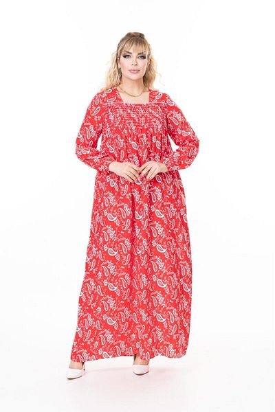 mervemoda Rochie de vară țesută cu mânecă lungă pentru femei