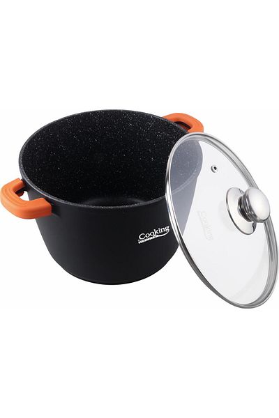 Cooking by Heinner CAST ALUMINUM STOCK POT + GLASS LID 24X16.5 CM, 6.3 L, DARK LINE
