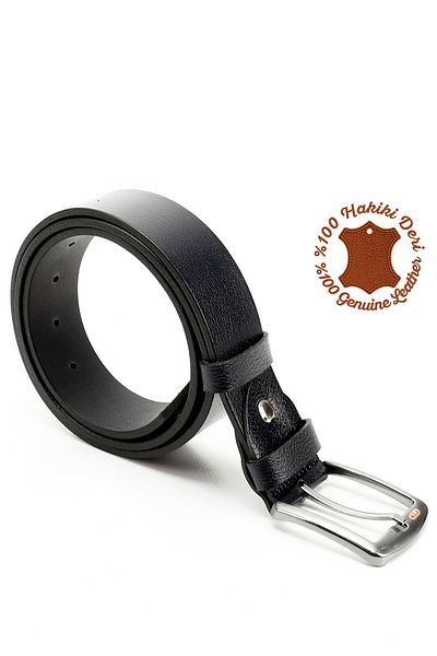 GÖNDERİ(R) Men's Navy Blue Antique Genuine Leather 4 cm Jeans Belt