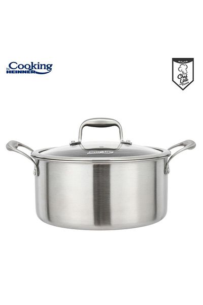 Cooking by Heinner STAINLESS STEEL POT + GLASS LID IN 3 LAYERS 28x13 CM, 7 L, TITANIUM3