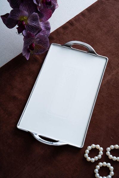 ACAR Arven Rectangular Silver Presentation Tray - 33 cm