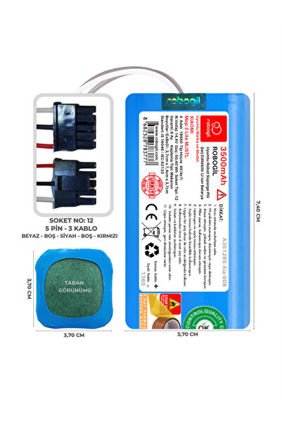 ROBOGİL Xiaomi Mop 2 Lite Mjstl 3500mah Pili Uyumlu Robot Süpürge Bataryası A3512bs-xia-008