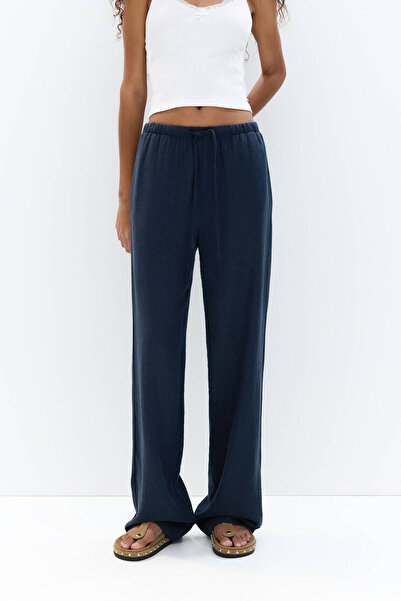 Pull & Bear Dökümlü keten pantolon