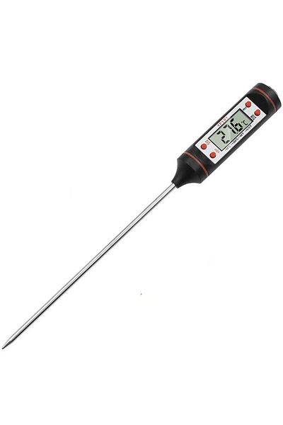Hualans Digital Meat Thermometer, Silicone/Steel, Black/Red/Silver